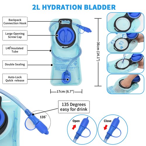 Roptat Hydration Backpack Pack with 2L Hydration Bladder - Lightweight Water Backpack Daypack Pouch for Women Men Running Riding Biking (Black) (Sliver-Laser)