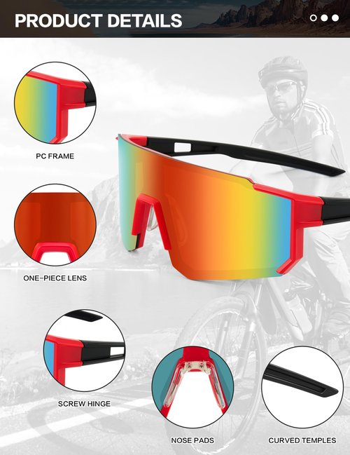 Paulburry Sport Cycling Sunglasses for Men - Women 3 Pack Baseball Shades Sports Glasses for Running MTB Bike Softball