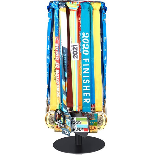 Shimeyao Medal Hanger Display Honor Display Rotatable Award Holder Rotating Metals Display Rack Adjustable Award Holder Stand for Basketball Running Sports Race, 30+ Medals(Black)