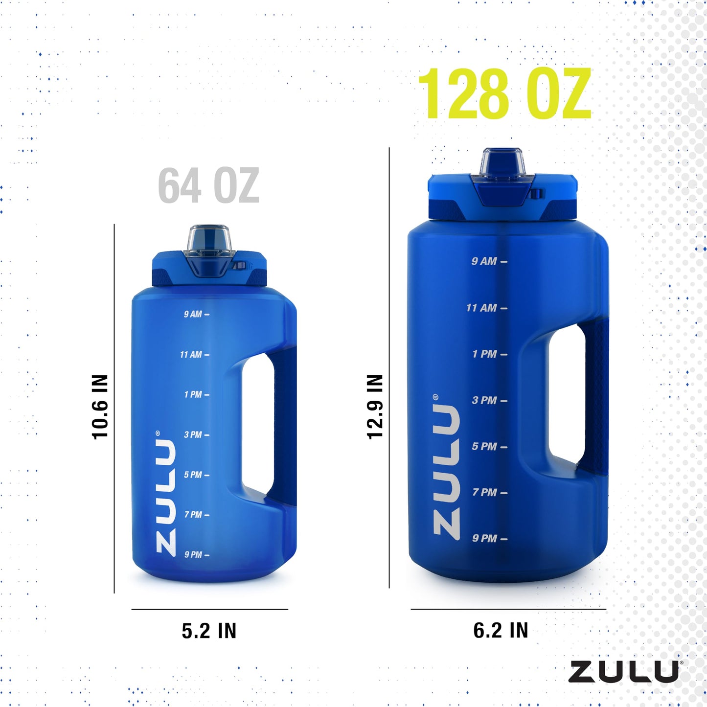 ZULU Goals 128oz BPA-Free Gallon Water Jug with Time Markers, Royal Blue