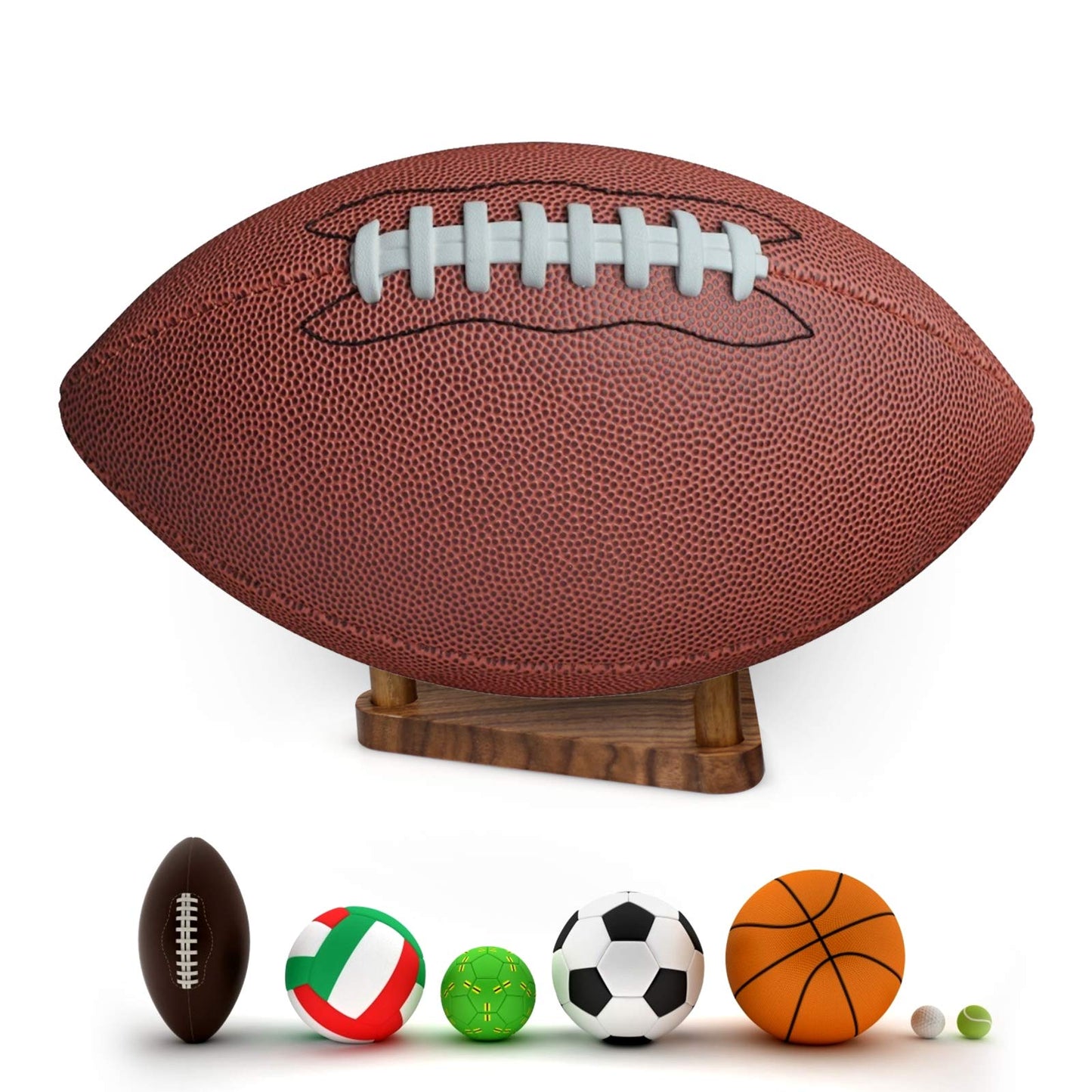 LuxRound Ball Stand Holder Display Stand for Basketball Football Soccer Holder Rack Autographed Ball Memorabilia Display Case Solid Walnut Wood Made Ball Display Stand (4pcs)