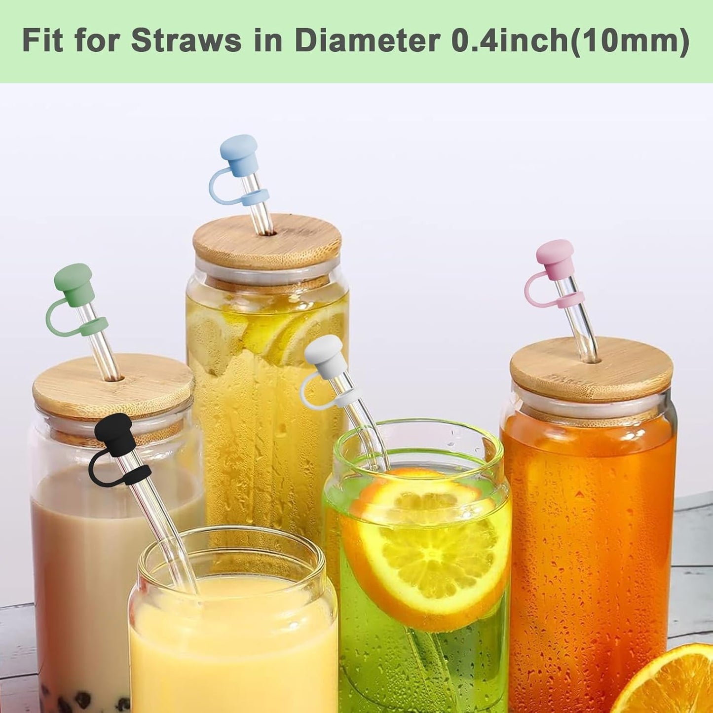 Cute Straw Cover Cap for Stanley Cup Accessories, 5PCS Straw Toppers for Stanly Tumbler 30oz 40oz, Reusable Dust-proof 10mm Straws Protector Mothers Gifts for Women Mom(Pink/Black/Blue/Green/White)