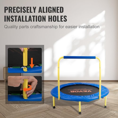 VEVOR 3FT Trampoline 36" Indoor/Outdoor for Toddlers, Foldable Mini Baby With Foam Handle, Recreational Birthday Gift