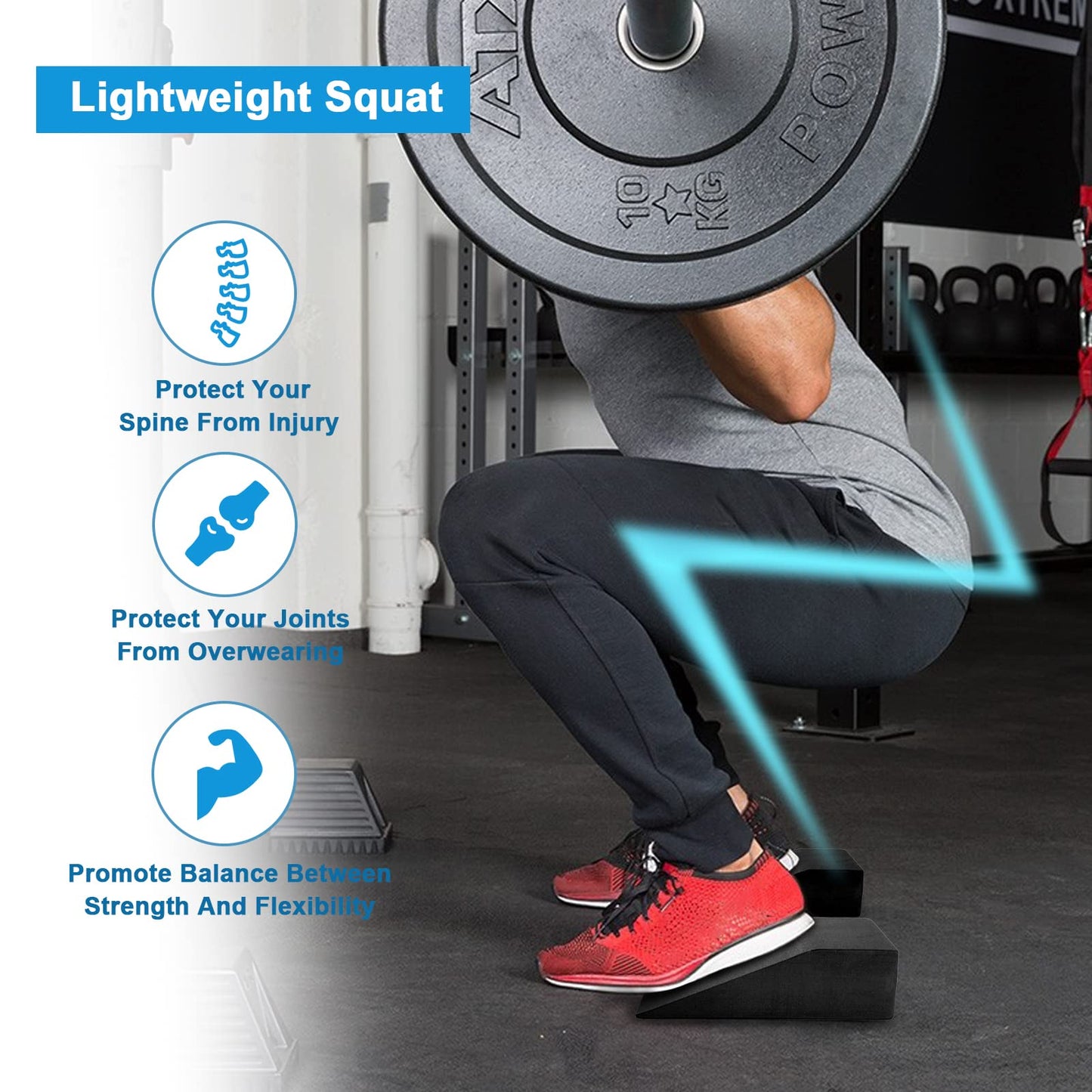 2 Pack Squat Wedge Blocks,Non Slip Professional Squat Ramp for Heel Elevated Squats Calf Raises Platform, Calf Stretcher, Balance, Pushup, Yoga Wrist Support, Pilates, Squat, Riser Block
