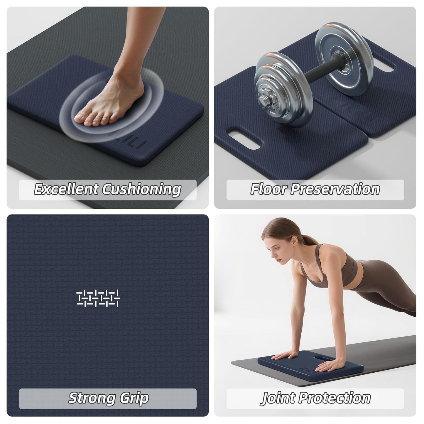 ILILI Yoga Knee Pad Foldable, TPE Soft Cushion 1inch for Knee Push-ups, Plank Support Pad, Elbow/Knee Support Folding Pad, Portable and Lightweight for Yoga Pilates, Fitness Exercise, Outdoor