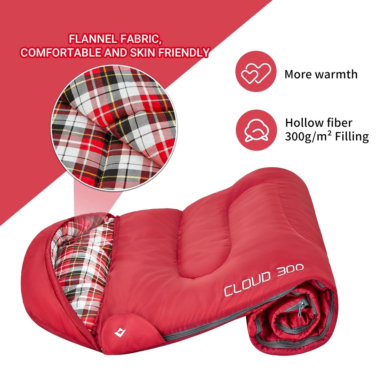 KingCamp 45°F Kids Sleeping Bag, Lightweight Waterproof & Compact Flannel Sleeping Bags Cold Weather & Warm Youth Essentials Gear Accessories for Camping, Fits 10-12 Children up to 4'7"-5'5" Tall