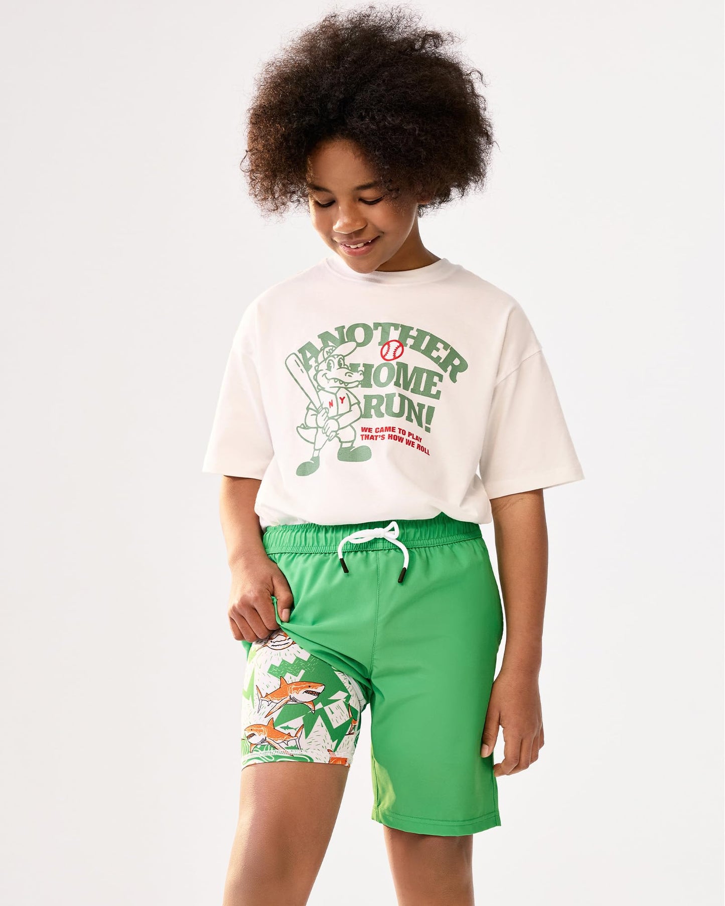 maamgic Boys Swim Trunks with Compression Liner 4-Way Stretch Quick Dry Bathing Suit Toddler Beach Shorts Retro Green 2T