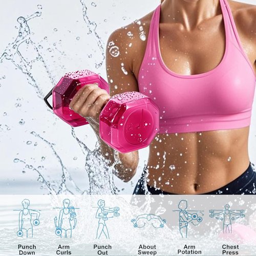 SIXRARI 2 PCS Water Weights for Pool Exercise – Upgraded Non-Slip PE Water Dumbbells, Adjustable Aqua Fitness Aerobics Equipment for Arm Toning, Aqua Therapy & Home Workouts (Red)
