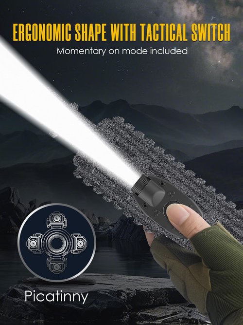 EZAIMING Ultra Compact Rifle Light and Low Profile Helmet Mounted Flashlight for Picatinny Rail