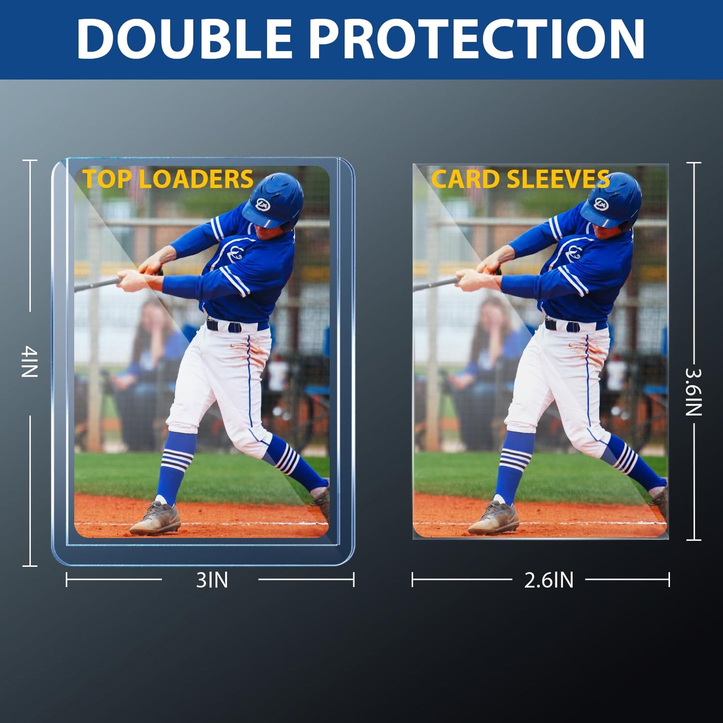 200 Card Sleeves Top Loaders for Cards, Premium Toploaders for Cards, 3"x4" Baseball Card Protectors Hard Plastic, Hard Card Sleeves, Sports Trading Card Holder (100 Toploaders + 100 Penny Sleeves)