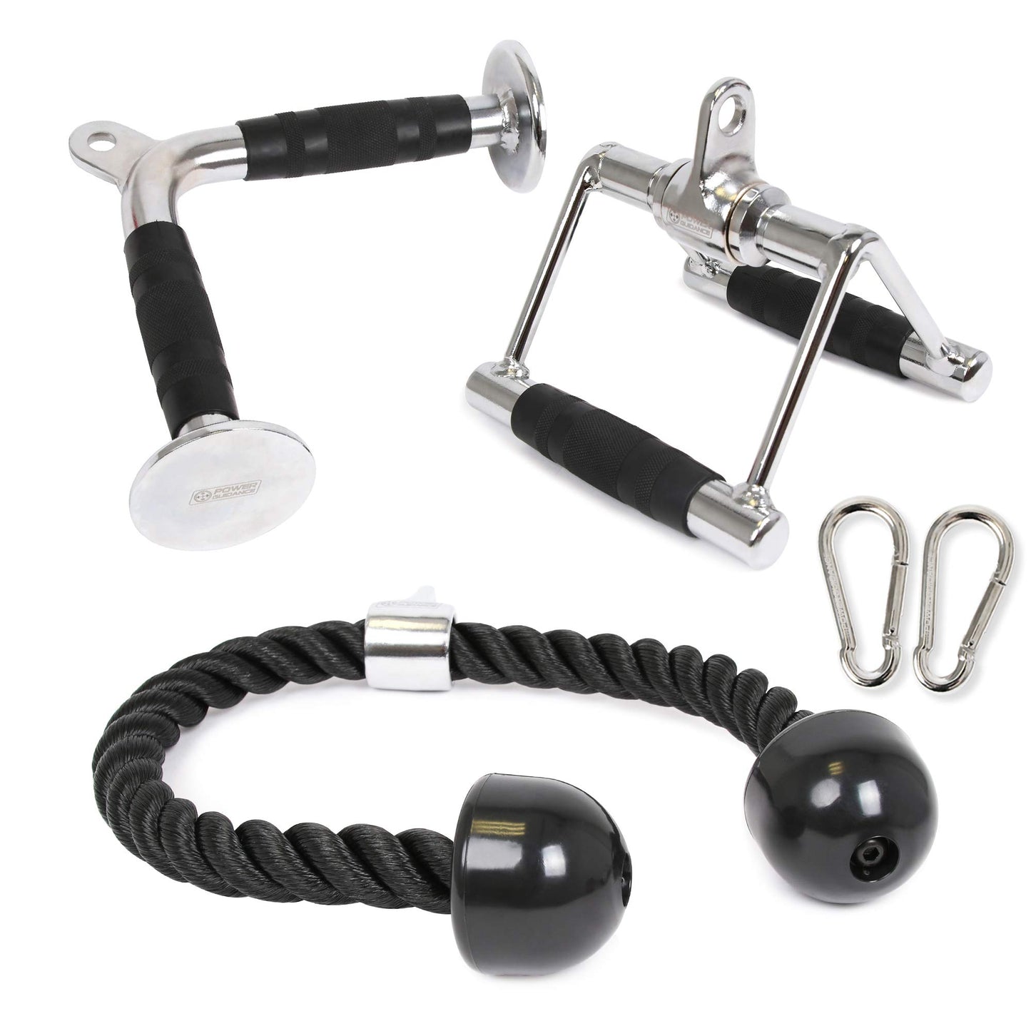 POWER GUIDANCE Cable Machine Attachment, LAT Pulldown Attachments, Cable Attachments for Gym, Home Gym Accessories (3.0 V Handle + Triceps Rope + V-Shaped Bar)