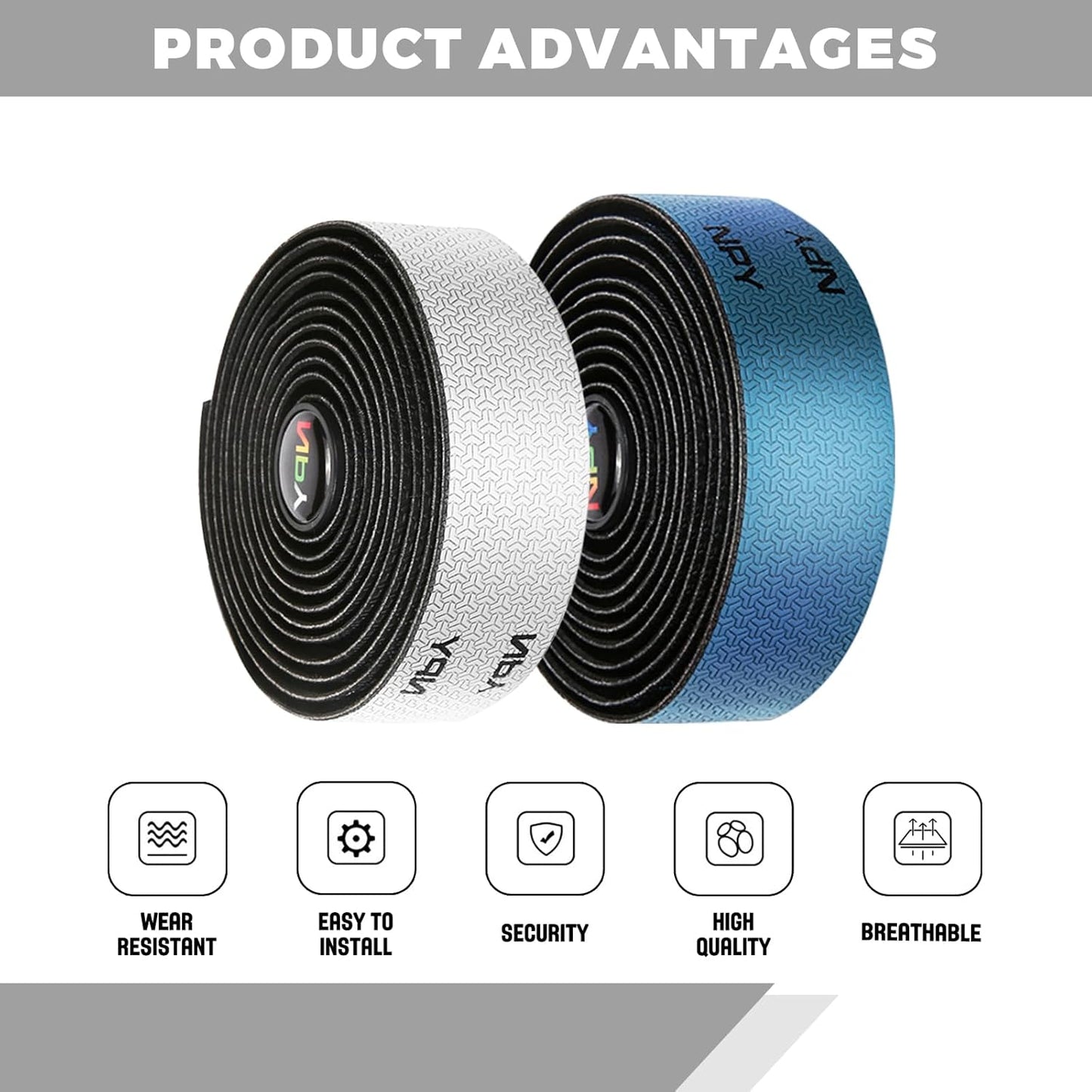 2pcs Bicycle Bar Tape, Bike Handlebar Tape, Road Bicycle Handlebar Tape, Cycling Grip Tape, with 4pcs Handlebar End Plugs, Soft Comfortable, Wear Resistant, Black