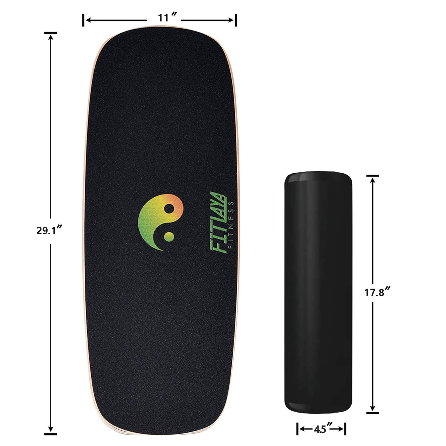 Fitlaya Fitness Balance Board Trainer Wooden Training Equipment for Fitness Workout, Hockey‎, Skateboarding, Surfing and Snowboarding (YING YANG)