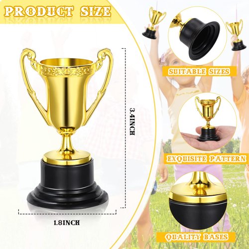 Fumete 60 Pack Mini Trophies for Kids 3. 4 Inch Plastic Golden Award Trophies Prize for Sports, Party Favors, Kids Classroom School Rewards, Competition or Celebration Awards, Sports Tournament