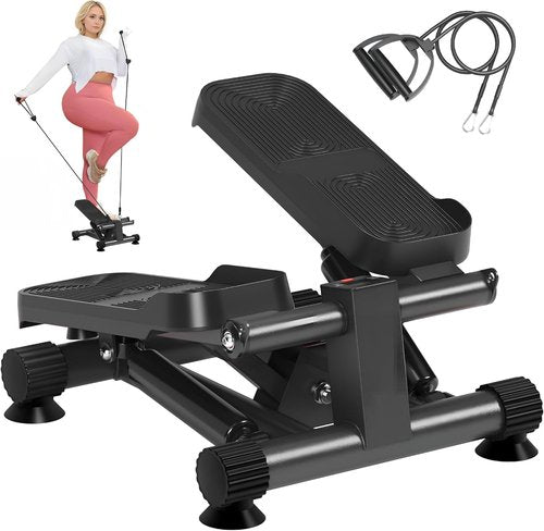 SogesHome Stair Stepper Machine with Resistance Bands, Mini Fitness Stepper for Cardio Workout with LCD Monitor & Non-Slip Pedals, Low Impact Stepper for Legs, Butt & Thigh Toning, Home Gym Equipment