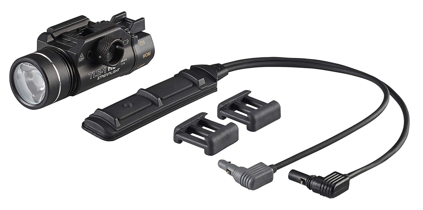 Streamlight 69889 TLR-1 HL 1000-Lumen 20000 Candela Rail-Mounted Tactical Weapon Light with Dual Remote Kit Includes Dual Remote Pressure Switch, Safe Off Door Switch, and Mounting Clips, Black