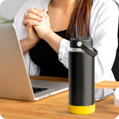 Bluwing Silicone Boot for YETI Rambler Bottle 36oz, Protective Silicone Sleeve for YETI 36oz, Anti-Slip Bottom Sleeve, BPA Free(Black)
