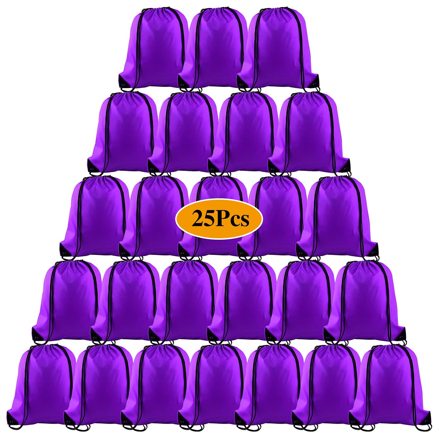 PLULON 25 Pcs Purple Drawstring Backpack Bags Bulk String Backpack Cinch Sack Pull Sport Gym Backpack Bags for Yoga Traveling Outdoor Sports