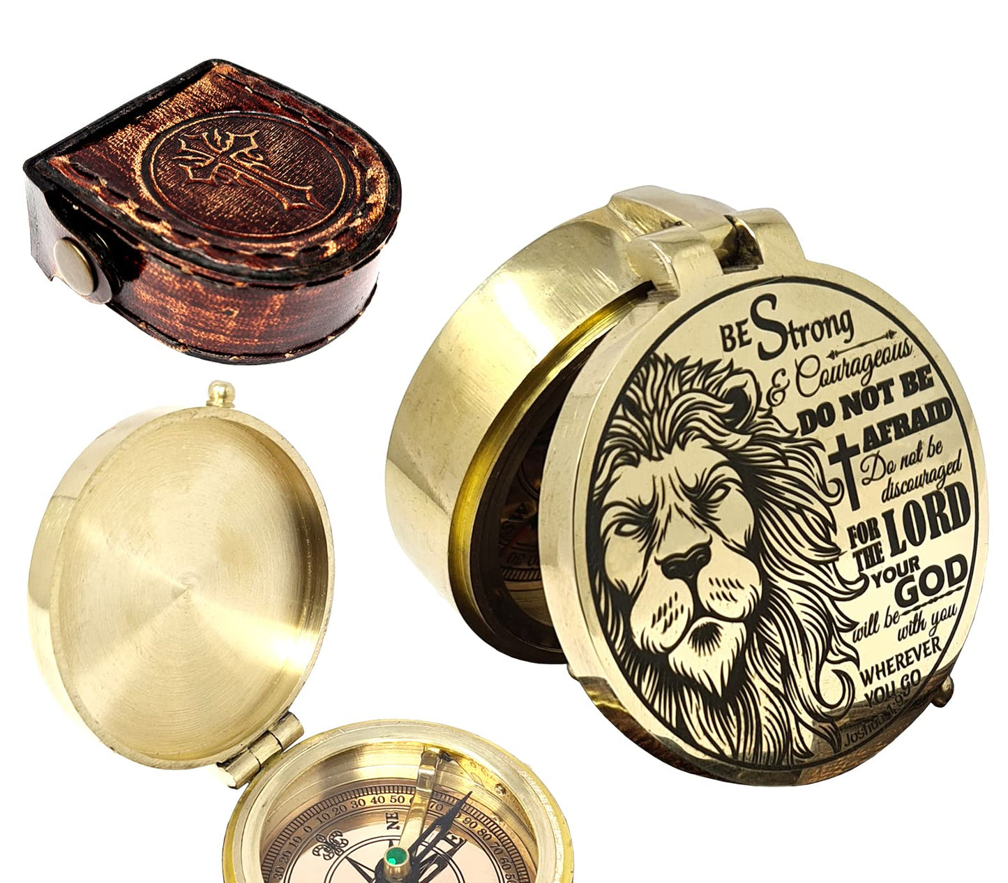 The New Antique Store -Brass Compass with Bible Verse – Christian Confirmation Compass Gift for Boys & Girls – Ideal Baptism, Communion, Church, Graduation & College Keepsake Present