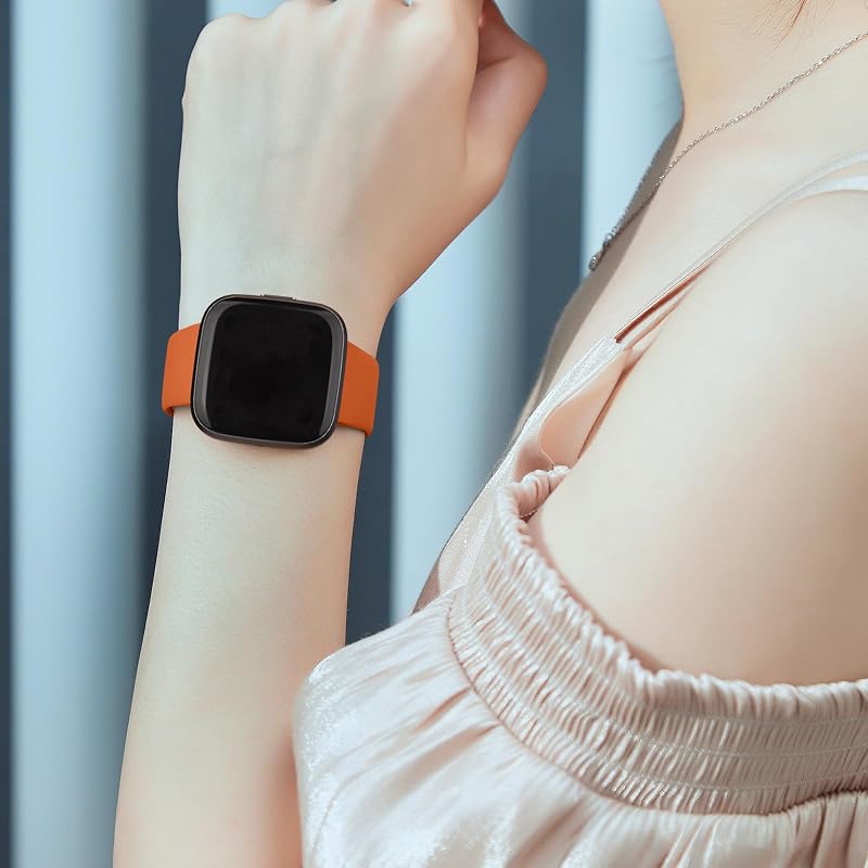 4 Pack Fitbit Versa 2/ Versa/ Versa Lite/ Versa SE Silicone Bands Yellow Orange Coral Sky Blue