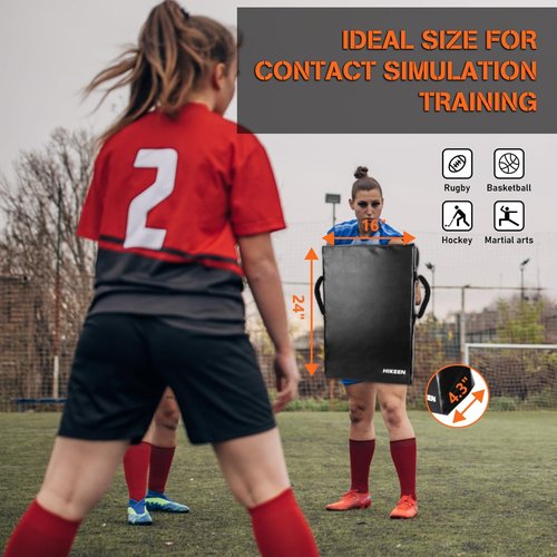 Hikeen Football Blocking Pad Training Equipment Denser Softer Foam Kick Pads for Football, Basketball, Hockey, Lacrosse Tackle Dummy - 24"x16" Kick Shield Pad with Handles (1PCS)