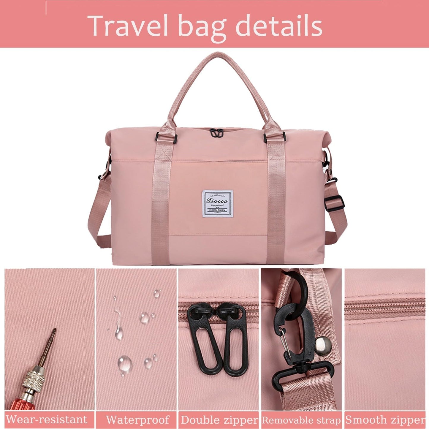 KARRESLY Travel Duffel Bag for Women,Shoulder Weekender Overnight Bag Sports Gym Tote Bag,Waterproof(Light Blue) free size