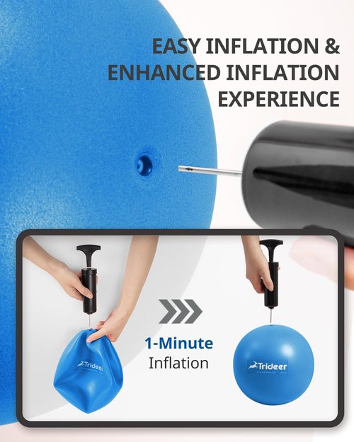 Trideer Pilates Ball 7-8 in with Pump, Small Exercise Therapy Ball for Yoga, Barre, Core Strength, AB Workouts, Physical Therapy