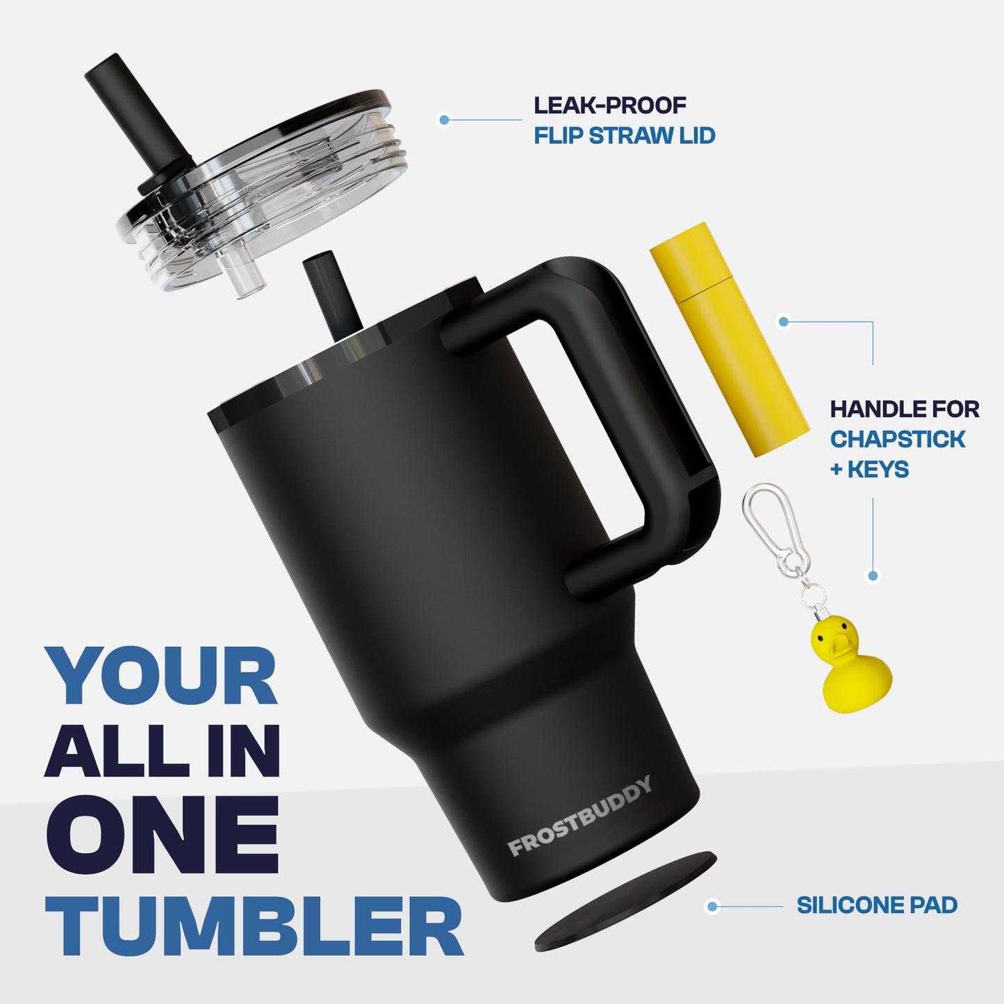 Frost Buddy Thicc Buddy - Stainless Steel Vacuum Insulated Tumbler with Lid and Straw for Water - Travel Mug Cupholder Friendly - Gifts for Women Men Him Her