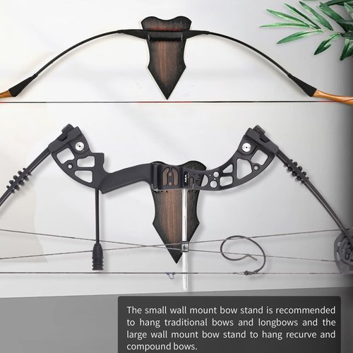 SPG Archery Bow Wall Mount - Horizontal Bow Display Stand Adjustable Bow Hanger for Compound Recurve Bow Longbow Space-Saving Holds Up to 13lbs (Small)
