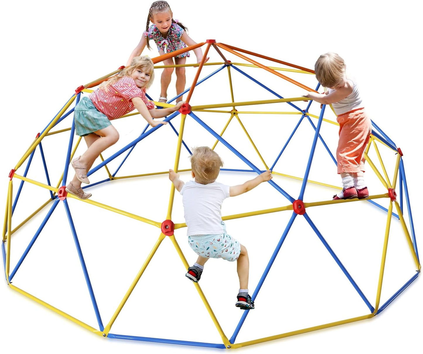 10FT Climbing Dome with Climbing Cargo Net, Outdoor Jungle Gym for Kids- Supports 1000LBS-Anti-Rust Metal Outdoor Play Structure ASTM Approved, Easy Assembly