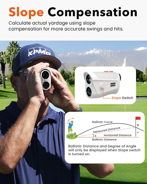 Golf Rangefinder with Slope - 1200 Yard Laser Range Finder for Golfing & Hunting, High-Precision Flag Locking Vibration, 7X Magnification, USB-C Rechargeable, Built-in Magnetic Strip