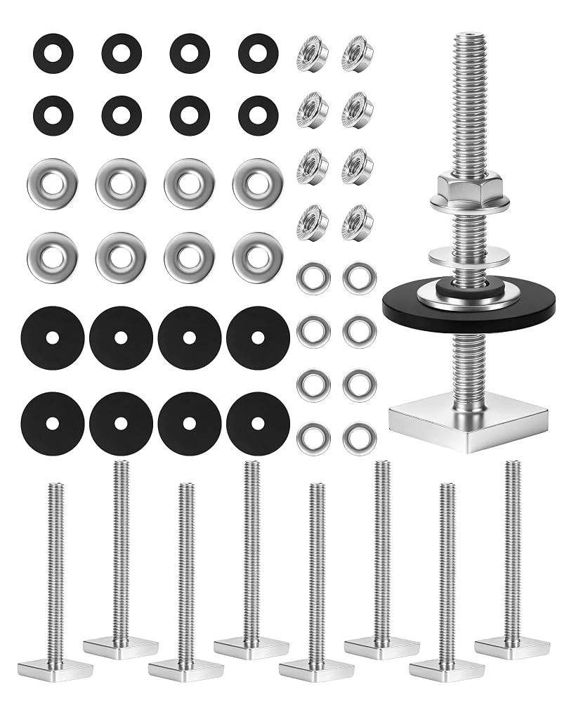M6x65mm T-Slot Bolts for Roof Rack Cross Bars – 8 Pack (4mm Thick, 304 Stainless) - Suitable for Bike/Ski/Kayak Racks