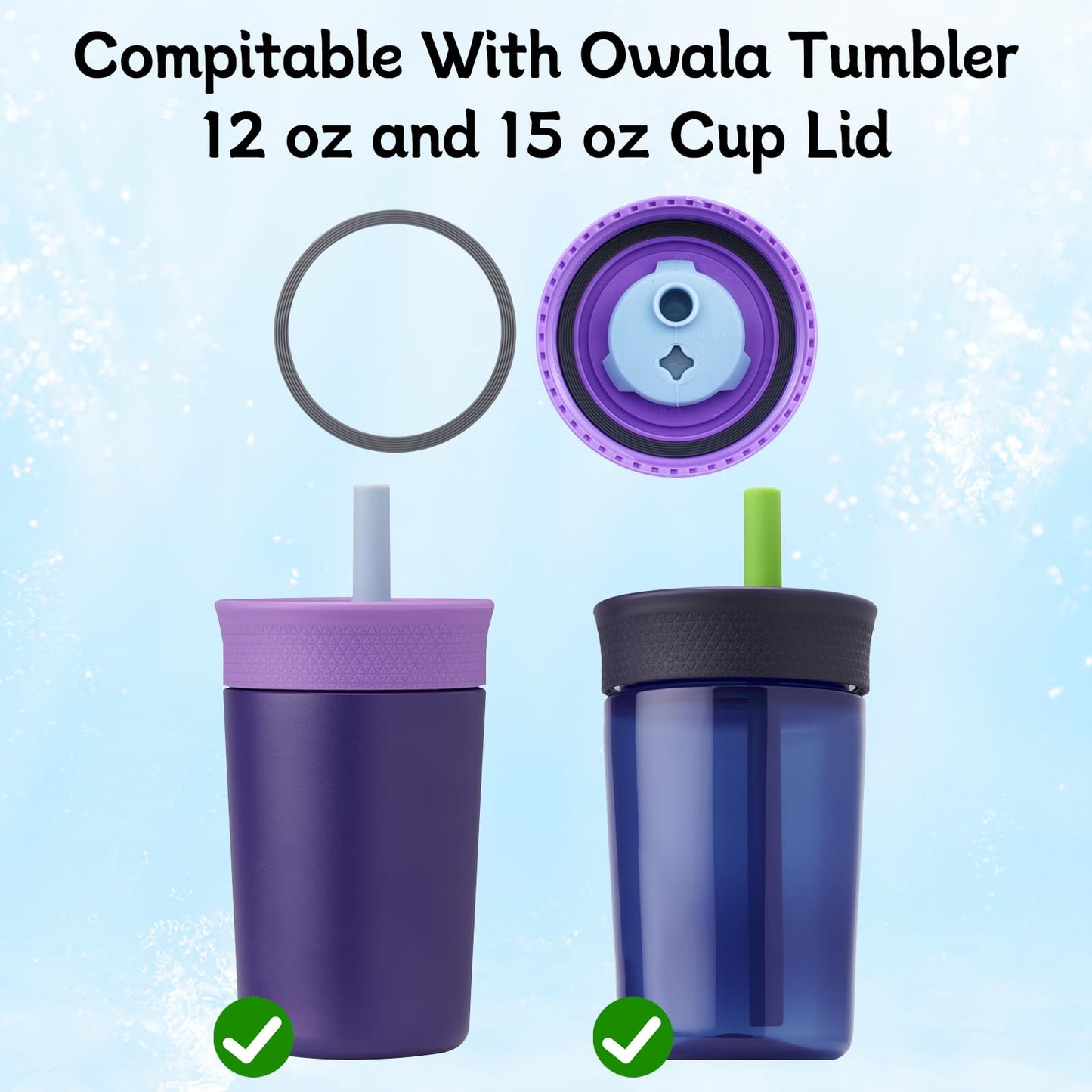 BMSQOFD 4pcs Replacement Seal O Ring Silicone Gasket Compatible with Owala FreeSip 16/24/25/32/40 oz,Water Bottle Lid Insert Piece Rubber Seal Parts for Owala Kids 12 15oz Tumbler Accessories(Grey)