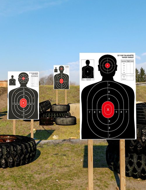 LAKINGO Shooting Paper Targets for The Range, 23x35 Inch Silhouette Targets with Stickers for Indoor/Outdoor Practice, Suitable for Handguns, Pistols, Rifles, Airguns, Pellet Gun, BB Guns