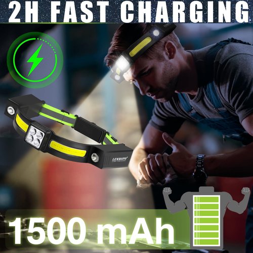 Lembopo Headlights 8000 LM Super Bright, LED Headlamp Flashlight for Adults Rechargeable, Head Lamp Lights for Forehead with Motion Sensor for Outdoor Camping Running Fishing Cycling (1)