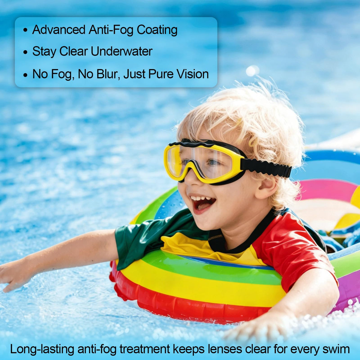 SHYIFOO Swimming Goggles 2-Pack Set for Kids,Anti-Fog & Leak-Proof Adult and Kids Swim Goggles (6-14 Years) with UV Protection,Adjustable Comfort Fit for Training and Beach Recreation