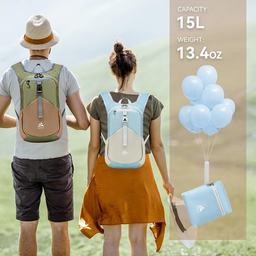 UTIAMIAOGONGO 15L Small Hiking Backpack for Women Men Lightweight Packable Backpack Foldable Casual Daypack for Camping Travel Outdoor, Blue