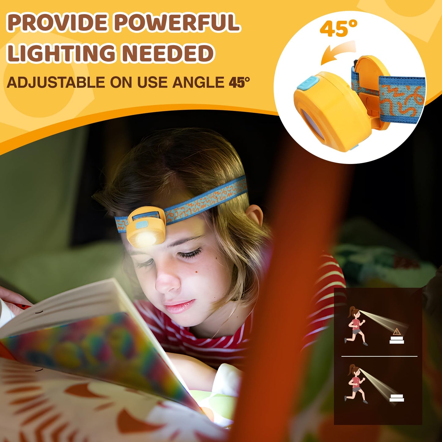 EverBrite LED Headlamp Rechargeable Kids Headlamp with RGB Mode and Adjustable Headband, 3 Modes Multicolor Headlamp for Kids, Bright Kids Head Lamp for Camping, Reading, Exploring, Hiking, Birthday