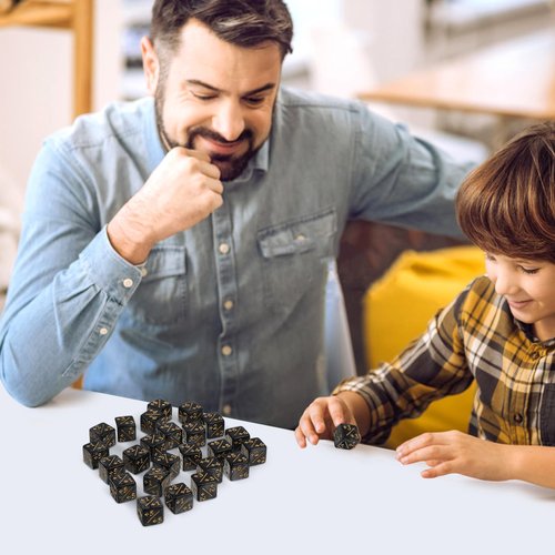 Gadpiparty 24 Pcs Counters Token Dice Acrylic D6 Loyalty Dice Compatible with MTG, CCG, Card Gaming Accessory for Kids Learning Toys Black