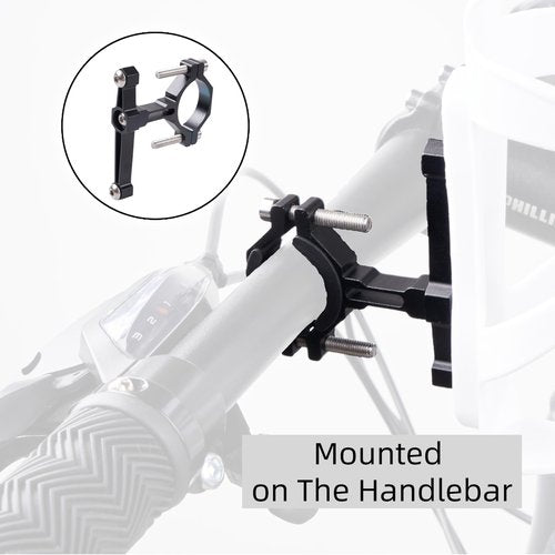 Adjustable Bike Water Bottle Cage Adapter,Anodized Aluminum Alloy Mount for Handlebars Seatposts,Universal Adapter for MTB/Road/E-Bike/Kids Bike, Includes Hex Wrench Anti-Slip Spacers (1, Black)