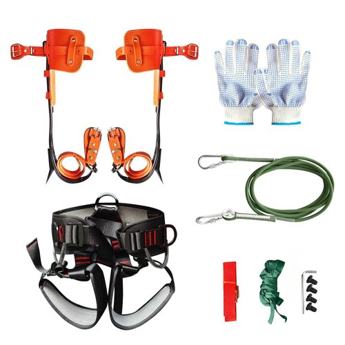 Zupixfer Tree Climbing Gear, Tree Climbing Spikes, Professional Tree Climbing Spikes Kit | Alloy Steel Spurs with Cowhide Leather Straps & Anti-Slip Pads(orange)