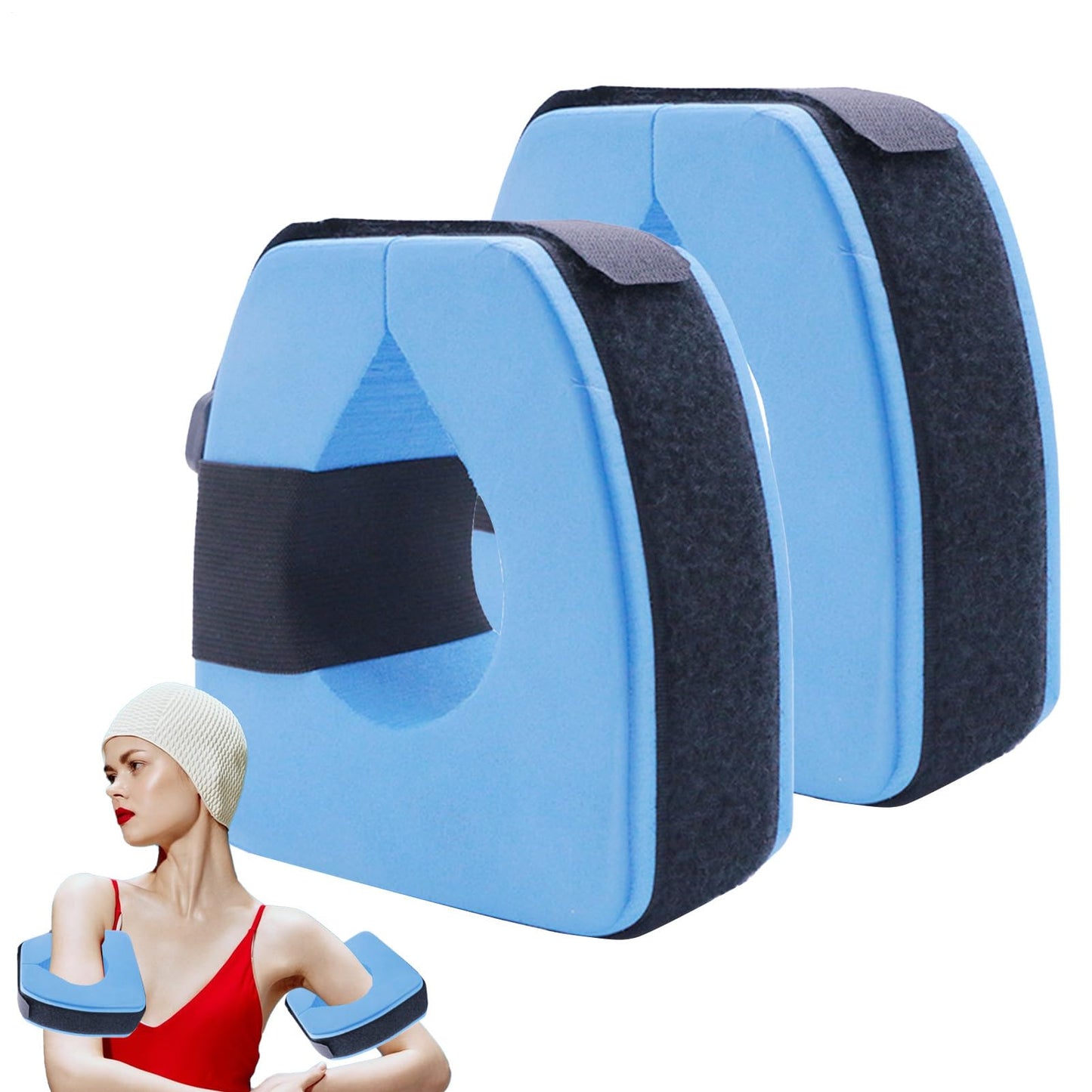 2 Pieces Float Discs Armbands, Foam Swimming Water Cuffs, Water Aerobics Float Ring - Portable Sleeves Bands for Waters Exercise Fitness Training Aquatic Sports Workout
