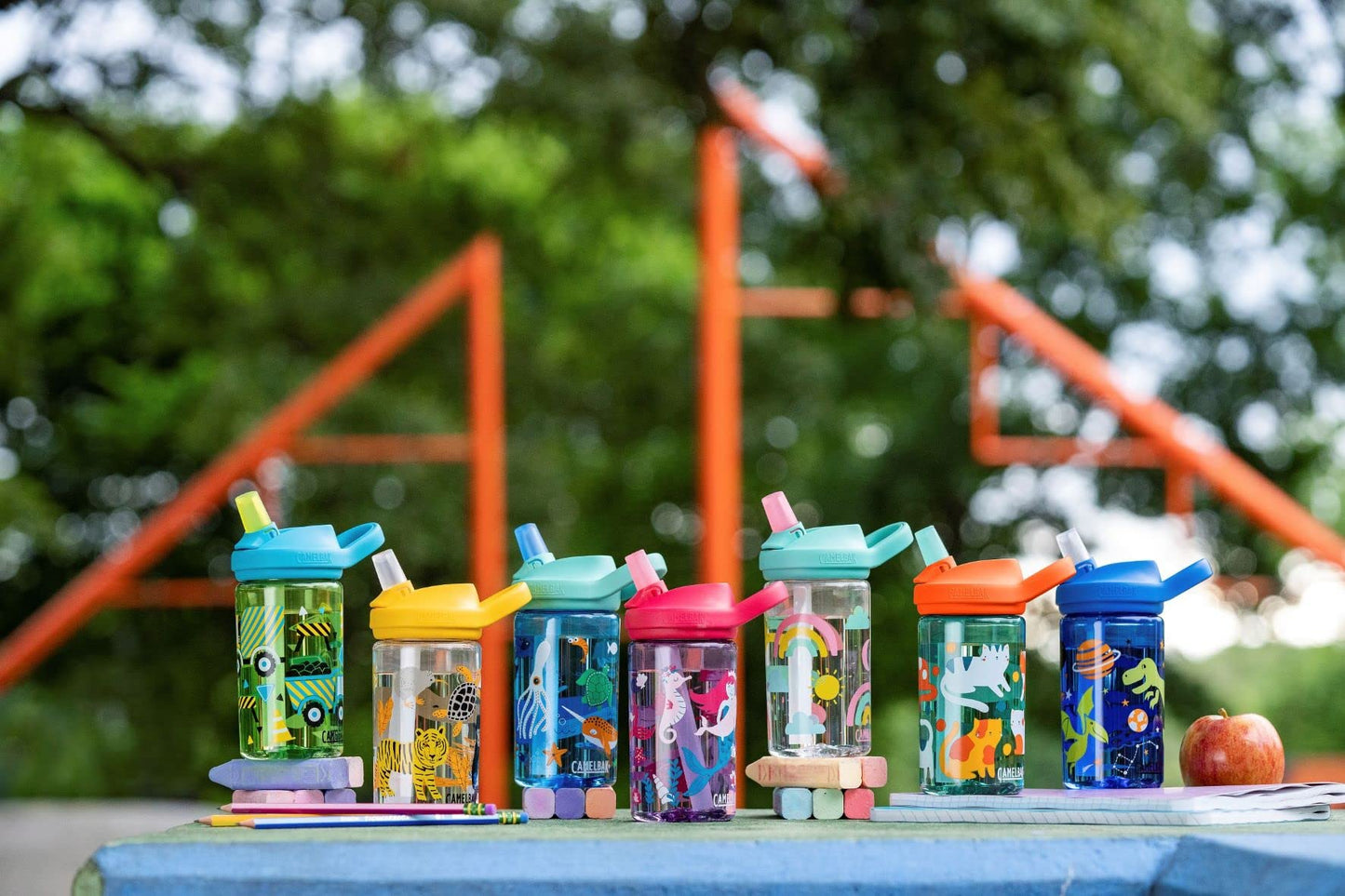 CamelBak Eddy+ Kids Water Bottle with Bite Valve Straw, Leak‑Resistant Easy‑Sip Design for Everyday Hydration, 14oz, Razzle Rainbows