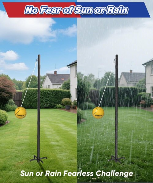 Garbuildman 8" Regulation Sized Tetherball, Rubber Tether Balls and Rope Set for Outdoor Backyard Game, Portable Replacement Tether Ball with Carabiner, Ball Pump for Kids Adults & Dogs