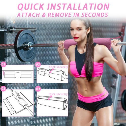 Lights Mountain 2-in-1 Barbell Pad for Hip Thrust, Squat, Bench Press & Weightlifting – Thick Foam Padding – Fits Standard & Olympic Bars – 17"x4.7" Pink