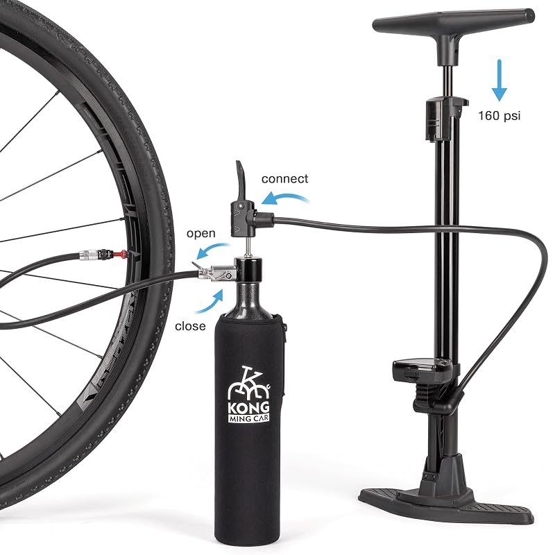 Tubeless Bike Tire Inflator 1.1L Booster — 160 PSI, Presta Valve Compatible