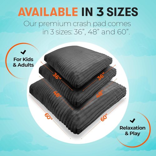 Matini Home Crash Pad - Sensory Pad with Cover Foam Blocks for Kids and Adults, Ideal Gymnastics Equipment - Charcoal 60" X 60"
