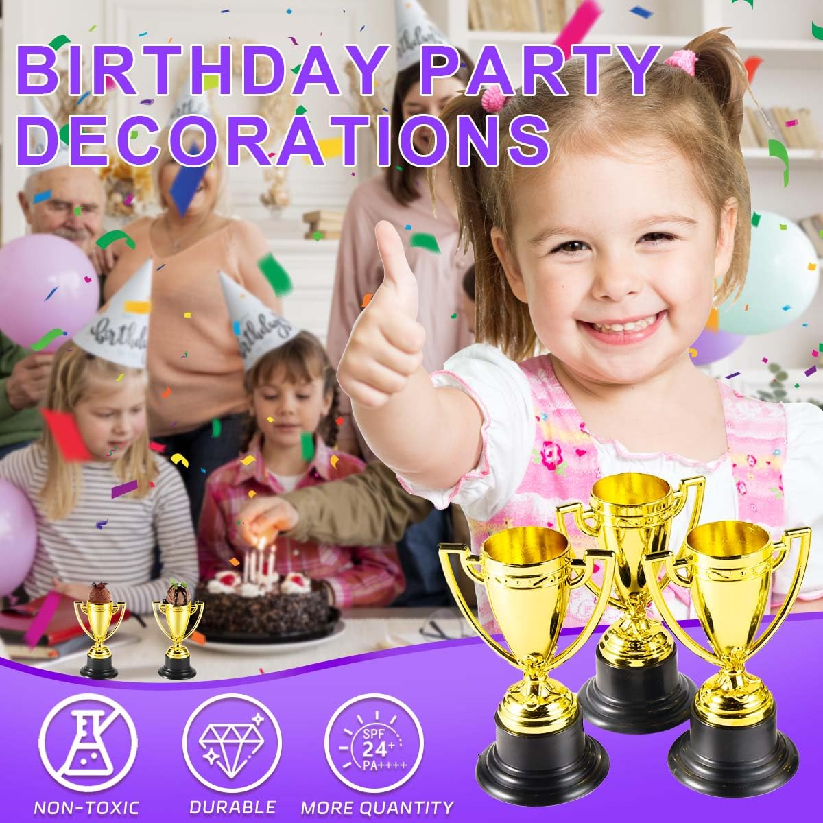 SenseYo 36 Pack Mini Trophies Cups, Gold Trophy Award, Plastic Trophies for Kid, 4 Inch Award Trophies for Kids Party Favors, Winning Prizes