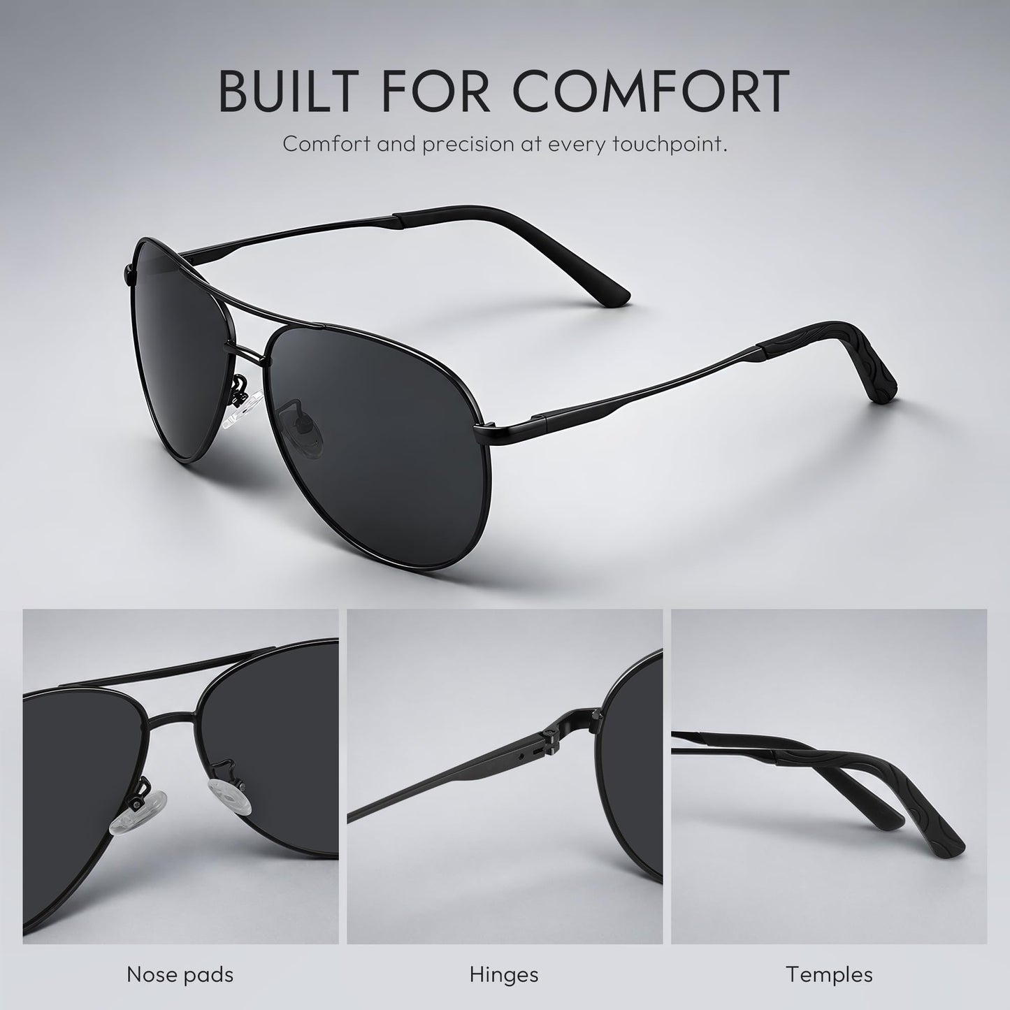 Eiuizah Polarized Aviator Sunglasses for Men and Women, Driving Sun Glasses with UV Protection for Fishing Golf