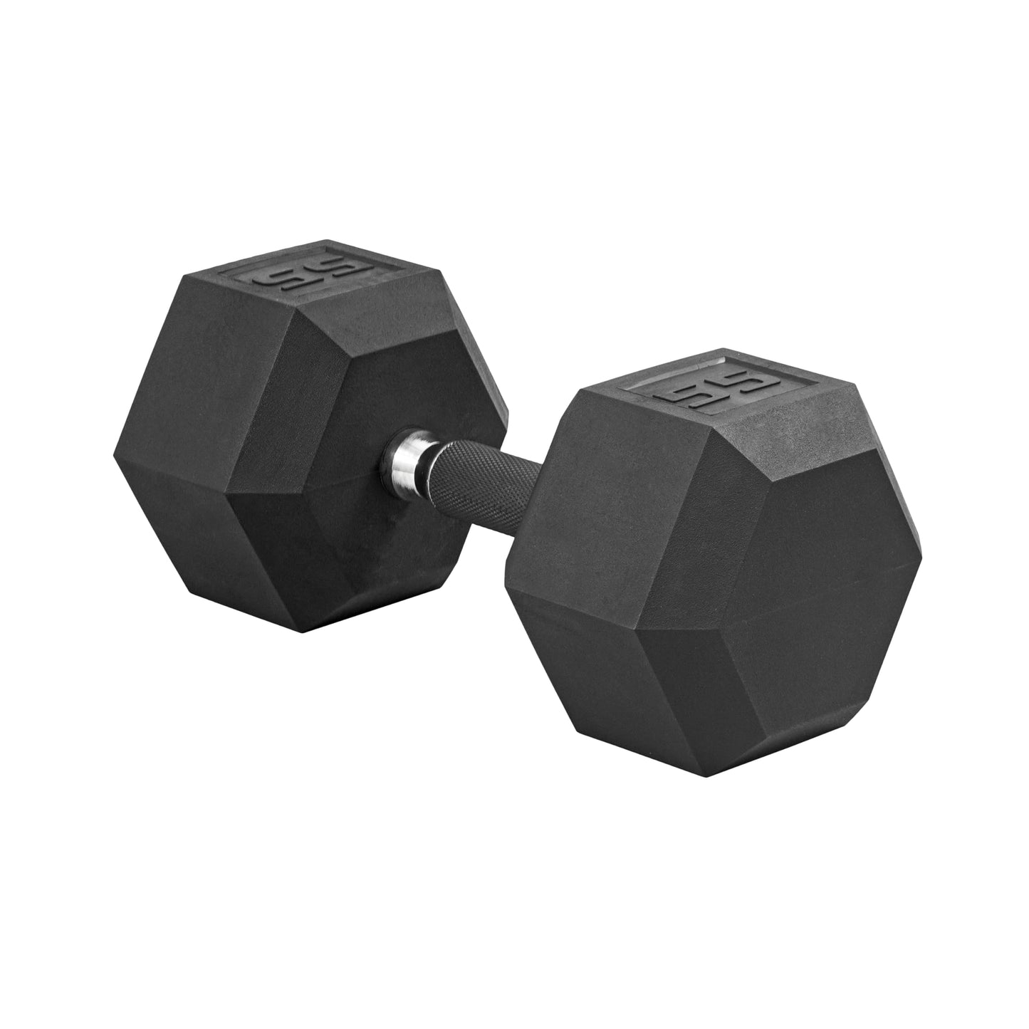 CAP 55 LB Rubber Coated Hex Dumbbell Weight, Rubber Free Weights for Home Gym Strength Training, Comfort Grip Handle, Single